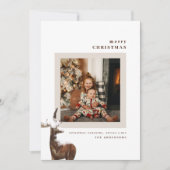 冬の森の鹿の写真クリスマスカード (正面)