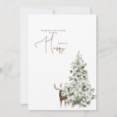 冬の森の鹿の写真クリスマスカード (裏面)