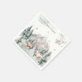 冬の森の鹿の冬の赤ちゃんシャワーナプキン スタンダードカクテルナプキン (角)