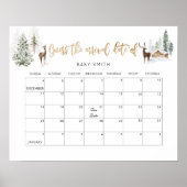 冬の森の鹿の金ゴールドフォイルは、期日を推測 ポスター (正面)