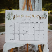 冬の森の鹿の金ゴールドフォイルは、期日を推測 ポスター