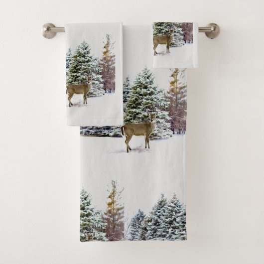 冬の森の鹿 ホリデー タオル セット (インサイチュ)