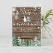 冬の森ウッドベビーシャワー外は寒い 招待状 (スタンド正面)