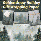 冬の森ウッドランドゴールデンスノーウォーターの色 ラッピングペーパーシート