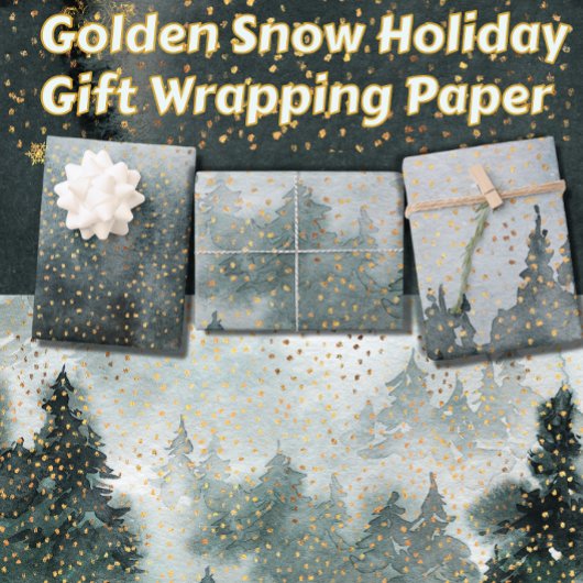 冬の森ウッドランドゴールデンスノーウォーターの色 ラッピングペーパーシート
