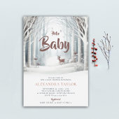 冬の森ウッドランドディアニュートラルベビーシャワー 招待状