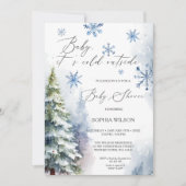 冬の森ウッドランド雪の結晶ベビー寒い 招待状 (正面)