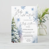冬の森ウッドランド雪の結晶ベビー寒い 招待状 (スタンド正面)