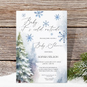 冬の森ウッドランド雪の結晶ベビー寒い 招待状