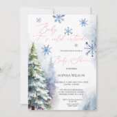 冬の森ウッドランド雪の結晶ベビー寒い 招待状 (正面)