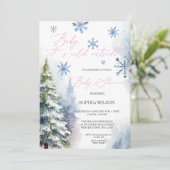 冬の森ウッドランド雪の結晶ベビー寒い 招待状 (スタンド正面)