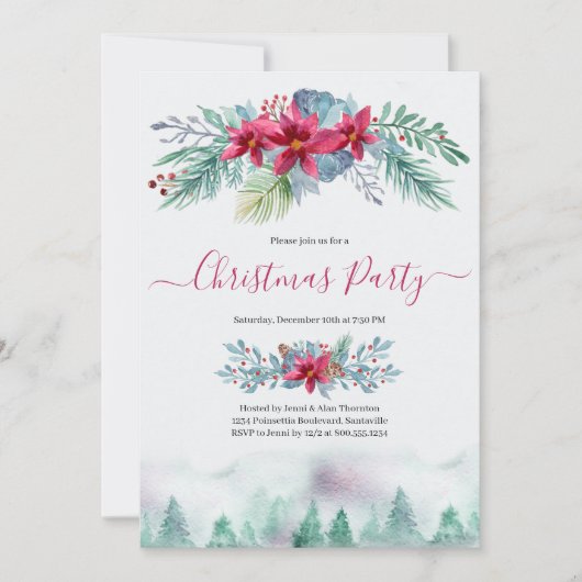 冬の森エレガントのクリスマスパーティー 招待状 (正面)