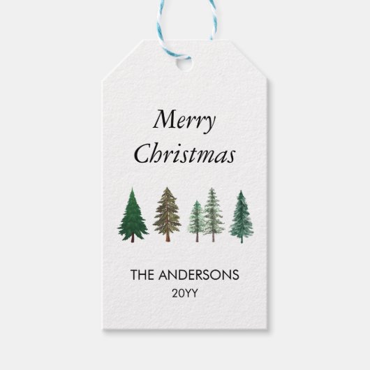 冬の森エレガント松クリスマス ギフトタグ (正面)