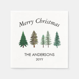 冬の森エレガント松クリスマス スタンダードカクテルナプキン