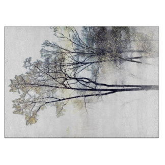 冬の森ガラスの切断板 カッティングボード