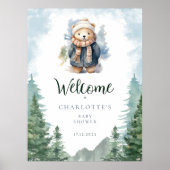 冬の森クマ赤ちゃんシャワー歓迎ポスター ポスター (正面)