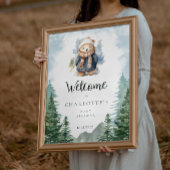 冬の森クマ赤ちゃんシャワー歓迎ポスター ポスター