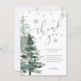 冬の森シルバーフラット外は寒い サンキューカード