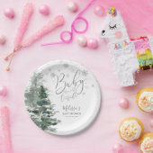 冬の森シルバーベビーシャワー外は寒い ペーパープレート (パーティー)