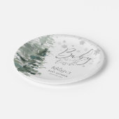 冬の森シルバーベビーシャワー外は寒い ペーパープレート (アングル)