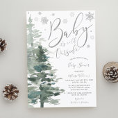 冬の森シルバーベビーシャワー外は寒い 招待状