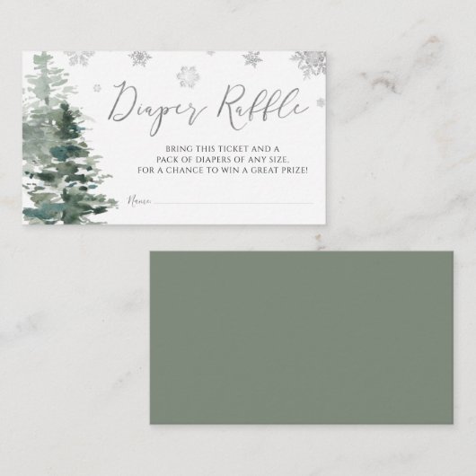 冬の森シルバー外のおむつ冷たい エンクロージャーカード (正面/裏面)