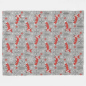 冬の森スカンジナビアのクリスマスのキツネ フリースブランケット (正面(横))