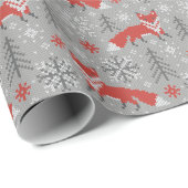 冬の森スカンジナビアのクリスマスのキツネ ラッピングペーパー (ロールコーナー)