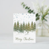 冬の森トナカイの休日クリスマスポストカード シーズンポストカード (スタンド正面)