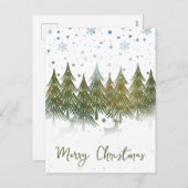 冬の森トナカイの休日クリスマスポストカード シーズンポストカード (正面/裏面)