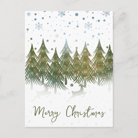 冬の森トナカイの休日クリスマスポストカード シーズンポストカード (正面)