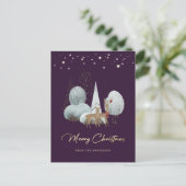 冬の森トナカイ紫メリークリスマス シーズンポストカード (スタンド正面)