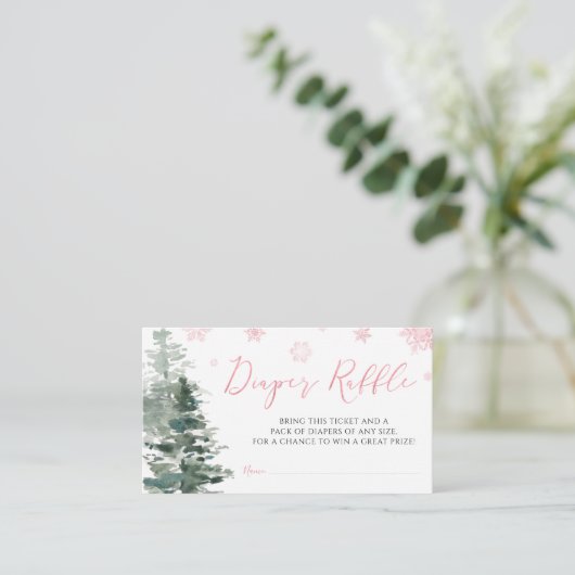 冬の森ピンク外のおむつ冷たい エンクロージャーカード (スタンド正面)