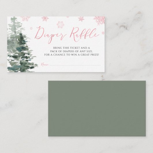 冬の森ピンク外のおむつ冷たい エンクロージャーカード (正面/裏面)