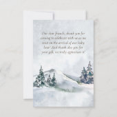 冬の森ベビー鹿の動物のベビースシャワー サンキューカード (裏面)