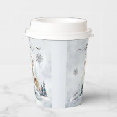 冬の森ベビー鹿の動物のベビースシャワー 紙コップ (右)