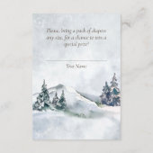 冬の森ベビー鹿の赤ちゃんシャワーオムツラッフル エンクロージャーカード (裏面)