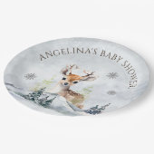 冬の森ベビー鹿ベビーシャワー ペーパープレート (アングル)