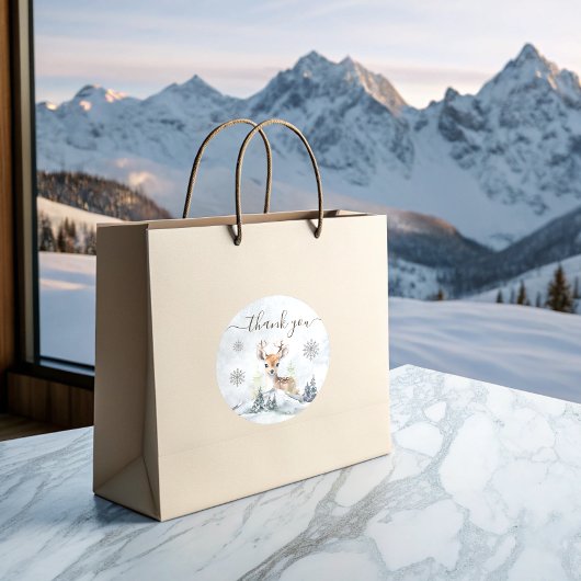 冬の森ベビー鹿ベビーシャワー ラウンドシール