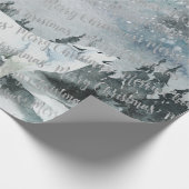 冬の森ホワイトウルフメリークリスマス ラッピングペーパー (角)