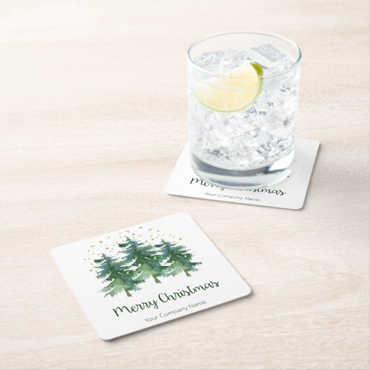 冬の森メリークリスマスカンパニー スクエアペーパーコースター (インサイチュ)