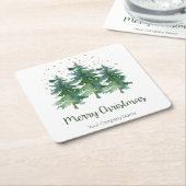 冬の森メリークリスマスカンパニー スクエアペーパーコースター (アングル)