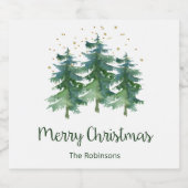 冬の森メリークリスマスワきらめくインラベル スパークリングワインラベル (シングルラベル)