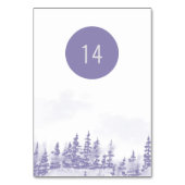 冬の森ラベンダー水色風光明媚な編集可能 テーブルナンバー (裏面)