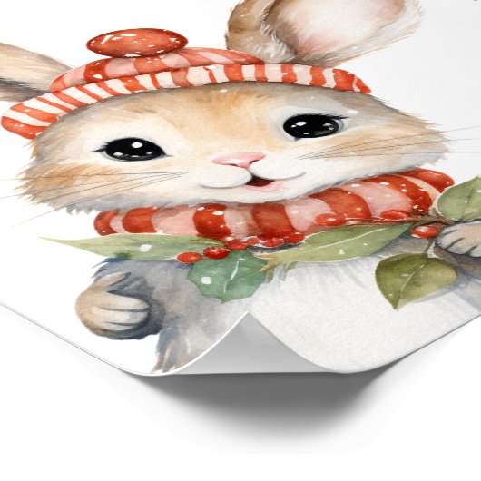 冬の森林の動物の誕生日の歓迎サイン ポスター (角)