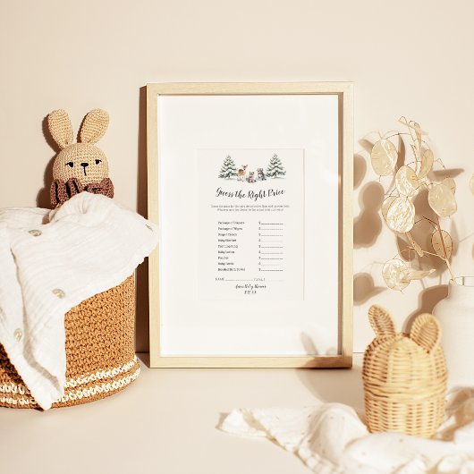 冬の森林の動物は正しい価格を推測 チラシ