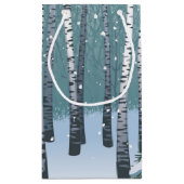 冬の森林の樺の木 スモールペーパーバッグ (裏面)