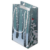 冬の森林の樺の木 スモールペーパーバッグ (裏面アングル)
