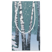 冬の森林の樺の木 スモールペーパーバッグ (正面)