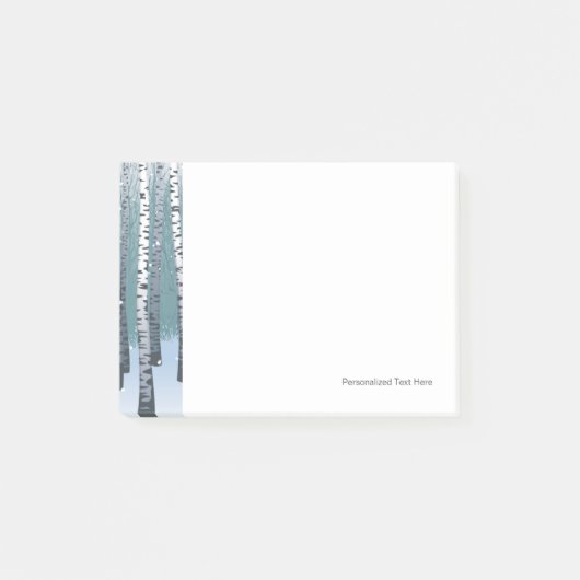 冬の森林の樺の木 ポストイット (正面)